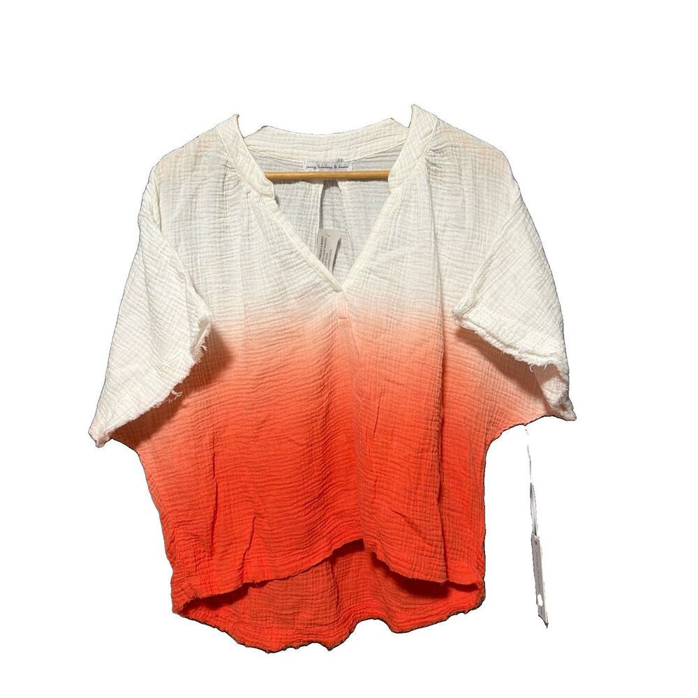 Young Fabulous & Broke YFB orange ombré Blouse Top Oversized Size S